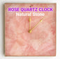 Vakker og eksklusiv rektangulær ROSE QUARTZ veggklokke, Gold Electroplated, 25cm
