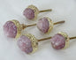 Vakre Rosenkvarts Gold Electroplated knotter , 6 pack, 35x40mm