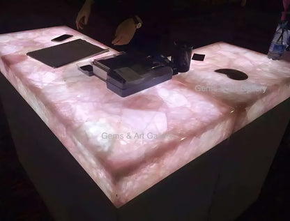 UNIQUE NATURAL STONE HOME DECOR, Rose Quartz Konsoll bordplate, 60x30cm