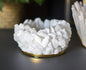 Selenitt Telys dekorasjon med glass i rund form , HVIT 10x10x5cm