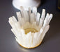 Selenitt Telys dekorasjon med glass i vannfalldesign, HVIT 13.5x13.5x10cm