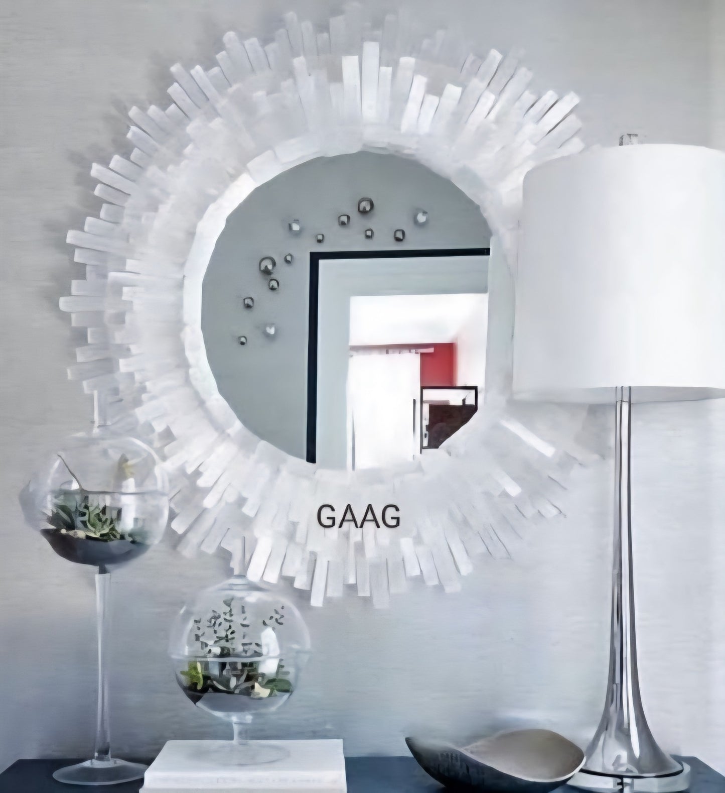 Eksklusive, håndlagede natural round Selenite Veggspeil, 45cm