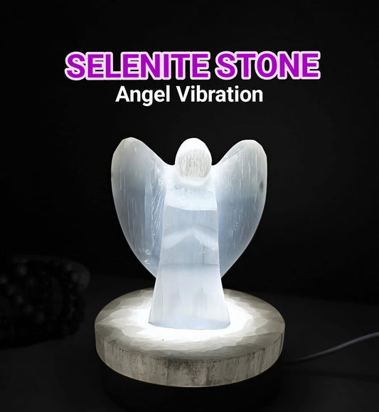 Vakker, håndlaget Moroccan Angels ca. 10cm med dekorativ Led Trebase og lysjustering