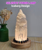 Selenite Iceberg Tower Crystal Lamp with LED Wooden Base, ca. 15x5cm, Medium