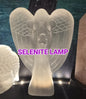 Vakker og ekstra stor, håndlaget Selenite Angels ca. 20cm med dekorativ Led Trebase og lysjustering, Xlarge
