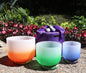 3 PCS Crystal Singing Bowls Set 432Hz "7,9,11" - White Quartz Sound Bowls - Including Mallets & Carrying Bags, 3 Colored Chakra Quartz Bowls