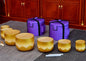 Crystal Singing Bowls Set 432Hz 6"-12" - Chakra Quartz Sound Bowls - Including Mallets &amp; Carrying Bags, 7 Golden Lotus Quartz Bowls