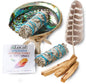 White Sage Smudge Kit with Feather, 2 Sage Bundles, 3 Palo Santo Sticks, Abalone Shell + Stand | Home Smoke Cleanse Kit | House Cleansing