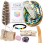 2025 Sage Smudge Kit with Feather, White Sage, Palo Santo, Abalone Shell + Stand, Rose Quartz Stone, Amethyst Stone | Smoke Cleanse Home Cleanse