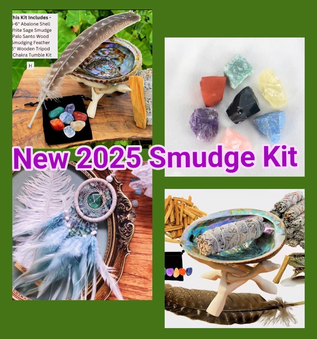 2025 Kampanje Nyhet ! / Premium Smudge Gavesett for Husrens &  Meditasjon inkl. Indian Mini Crystal Drømmefanger