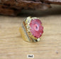 Fashion Ring natural Solar Red Quartz, Gold Electroplated, Justerbar