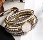 NYHET 2025 ! BOHO WRAP BRACELET 5 rader armbånd med Hvit Solar Quartz
