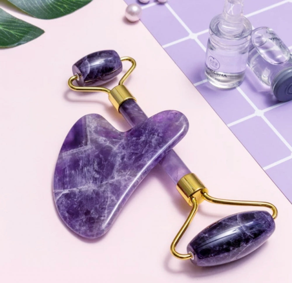 2- 1 Ametyst Roller & Gua Sha Facial Spa Set