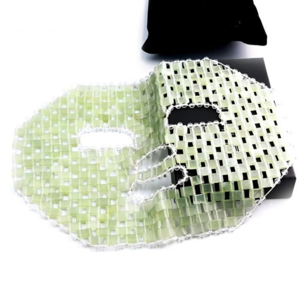 Premium A - Grade Heldekkende håndlaget Asiatisk Grønn Jade Face Mask / Ansiktmaske