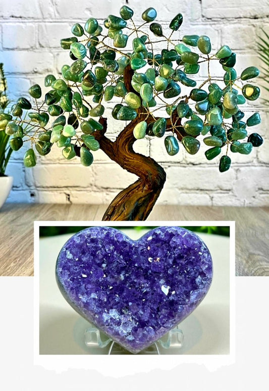 SUPEROFFER 6 / Exclusive Pack ( Ametyst Druzy Heart + XL Green Quartz Brazilian Tree )
