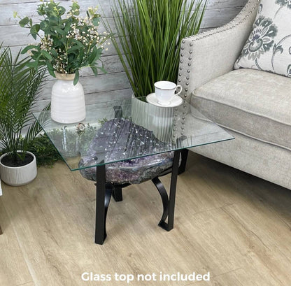 Extra Plus Brazilian Amethyst Geode SOFA Table Metal Frame Table w/Druzy big Cluster, ca. 35kg m/ramme - 40x30x20cm Stone
