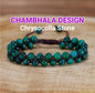Enkle og vakre Chambhala Deluxe 2 rader Design armbånd med naturlig Crysocolla sten