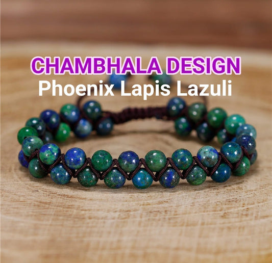Enkle og vakre Chambhala Deluxe 2 rader Design armbånd med naturlig Phoenix Lapis Lazuli sten