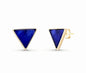 Drop Style 18K Gold Plated Earrings w/ Triangle Shaped Gemstones, Blue Sodalite