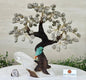 NEW / 25cm Tall Handmade Brazilian PYRITE Gemstone Tree, Quartz Base with a Crystal Parrot Bird - 120 Crystals