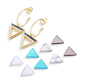 Triangles 18K Gold Plated &amp; Black Rhodium Earrings w/ 4 Interchangeable Gemstone Pairs