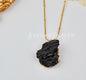 Black Tourmaline Pendant Cluster Necklace, " Protection - Grounding " Empath Crystal October Birthstone 24K Goldplated Necklaces