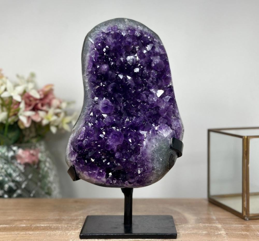 A+ Grade Natural Uruguayan Amethyst Geode - AWS0260, 15x13cm