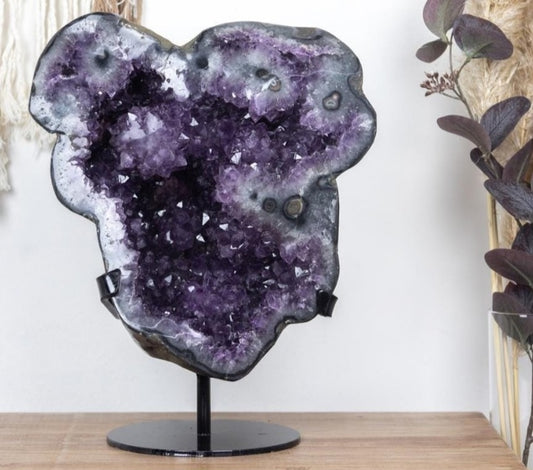 World Class Amethyst Geode with Stalactite Flower Formation | Stand Included | AWS0358, 36x29cm - 9.8kg