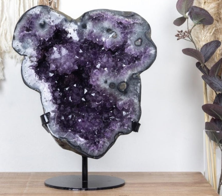World Class Amethyst Geode with Stalactite Flower Formation | Stand Included | AWS0358, 36x29cm - 9.8kg