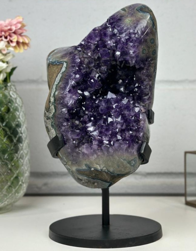 Huge Natural Amethyst Stone Geode with big and Shiny Crystals - AWS0702, 35x20cm - 13.4kg