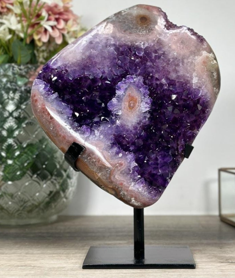 Stunning Large Uruguay Amethyst & Pink Jasper Specimen - MWS1233, 5Kg - 29x22cm