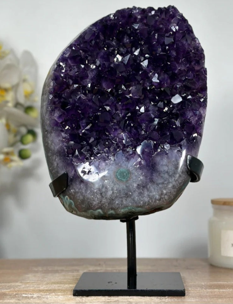 Natural Uruguayan Amethyst Cluster with Deep Purple Crystals - MWS1328, 1.78kg - 24x14