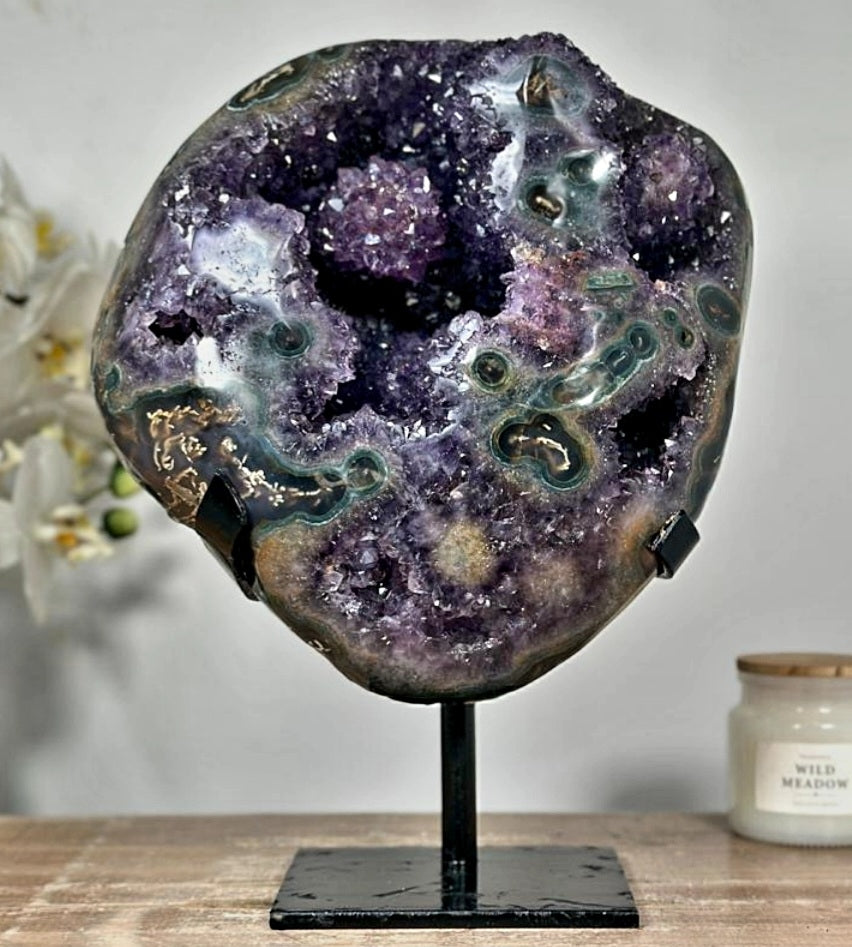 Outstanding Natural Uruguay Amethyst Geode Full of Stalactite Formations - MWS1354, 6.2Kg - 27.5x21cm