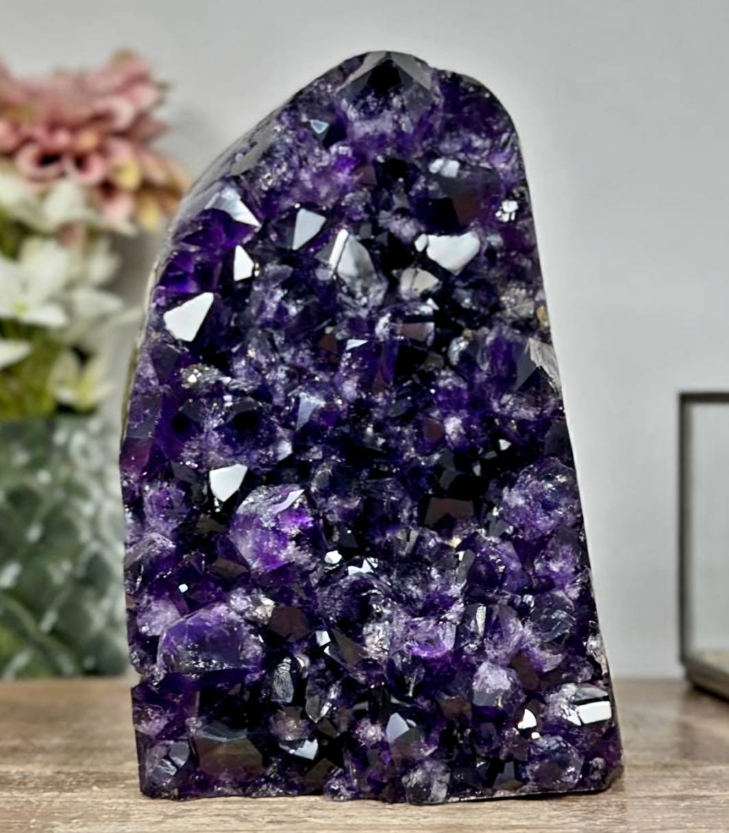 AAA+ Deep Purple Natural Amethyst & Agate Cathedral, Self Standing Amethyst, | CBP1001, 14x11.5cm