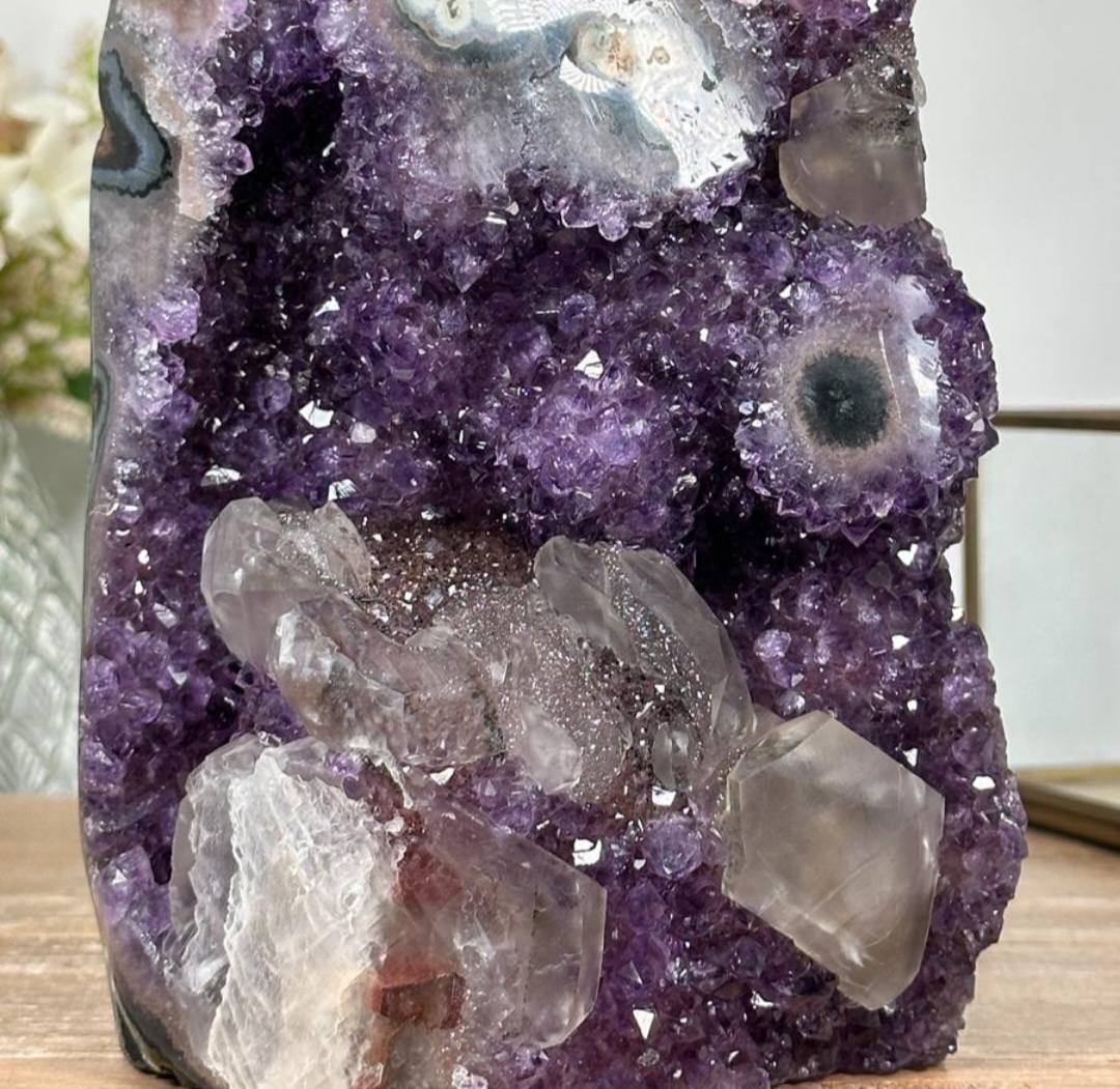 XXL Natural Amethyst Cathedral with Calcite Crystals, 23.5 x 11cm; - CBP1080
