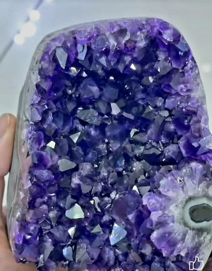 XL Deep Purple Uruguayan Amethyst Cluster Geode A+ Quality with Stalactite Rosette , 2.1kg
