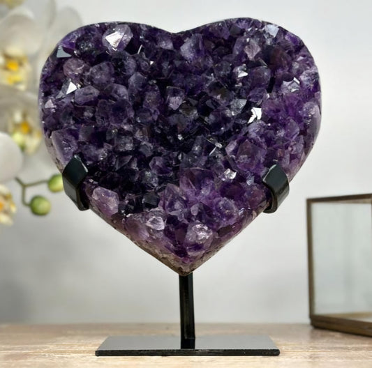 Large Natural Uruguayan Amethyst Stone Heart, Unique Piece, HST0250 - 17x14.5cm - 1.4kg