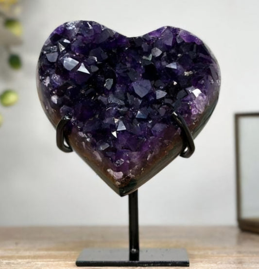 Deep Purple Uruguayan Amethyst Heart Carving - HST0238, 12.5x9cm - 650gram