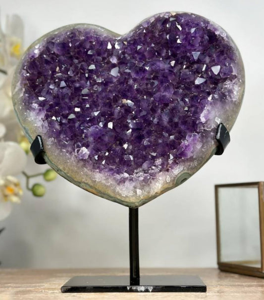 Large Natural Amethyst Heart Carving, Unique Piece, HST025, 21.5 x 18.5cm - 1.7kg