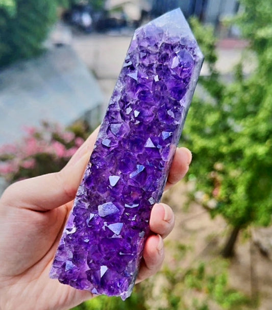 Kampanje / Uruguay & Brazilian Ametyst Geode - Agate Tower, 400  - 500 gram