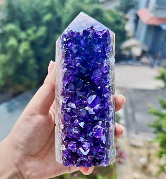 Kampanje / Uruguay & Brazilian Ametyst Geode - Agate Tower, 600  - 800 gram