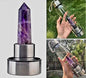 Ekstra Obelisk Tårnkrystall til vannflaske med alubase, Brazilian Clear Ametyst og Clear Citrine