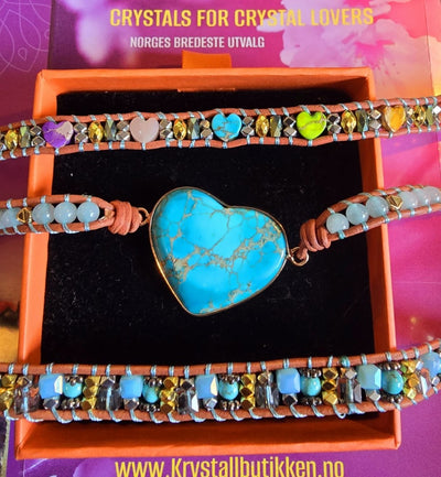 2 -1 BOHO WRAP BRACELET 5 rader skinnarmbånd med stor vakker natursten i 14 Design