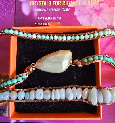 2 -1 BOHO WRAP BRACELET 5 rader skinnarmbånd med stor vakker natursten i 14 Design