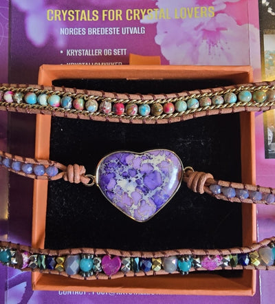 2 -1 BOHO WRAP BRACELET 5 rader skinnarmbånd med stor vakker natursten i 14 Design