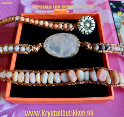 2 -1 BOHO WRAP BRACELET 5 rader skinnarmbånd med stor vakker natursten i 14 Design