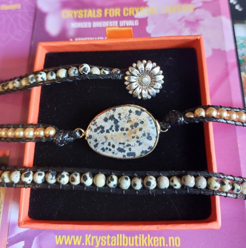 2 -1 BOHO WRAP BRACELET 5 rader skinnarmbånd med stor vakker natursten i 14 Design