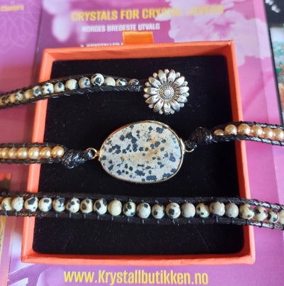 2 -1 BOHO WRAP BRACELET 5 rader skinnarmbånd med stor vakker natursten i 14 Design